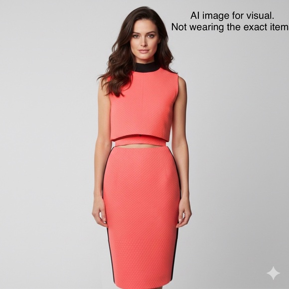 Victoria Beckham Dresses & Skirts - Victoria Beckham Neon Orange Sleeveless Cropped Top Matching Pencil Skirt Sz 2